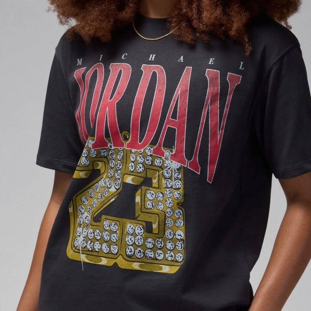 Nike Air Jordan Heritage Logo Short Sleeve Loose Fit Black Tee Shirt Brand New - Picture 6 of 13